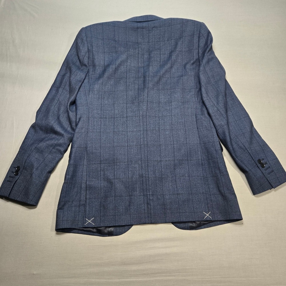 Hawes & Curtis Sartorial 40L Slim Fit Blue Windowpane Wool Blazer Super 100s - Picture 2 of 6